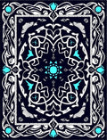 Deep Blue White Teal Medallion Rug