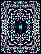 Deep Blue White Teal Medallion Rug