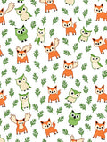 Woodland Foxes Owls Green Foliage Rug