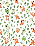 Woodland Foxes Owls Green Foliage Rug