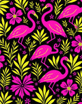 Vibrant Pink Flamingo Tropical Leaf Rug