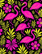 Vibrant Pink Flamingo Tropical Leaf Rug