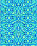 Aqua Blue Swirling Organic Contemporary Rug