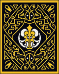 Ornate Yellow Black Symmetrical Ornament Rug