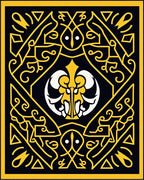 Ornate Yellow Black Symmetrical Ornament Rug