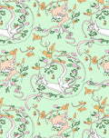 Whimsical White Hare Floral Garden Rug