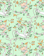 Whimsical White Hare Floral Garden Rug