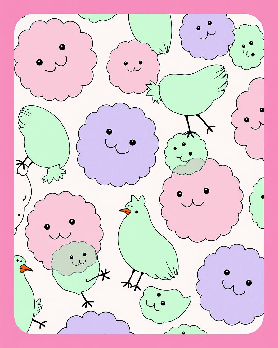 Playful Fluffy Cloud Bird Collection Rug