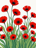 Vibrant Red Poppy Field Illustration Rug