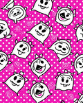 Whimsical Pink Ghost Polka Dot Rug