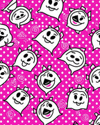 Whimsical Pink Ghost Polka Dot Rug