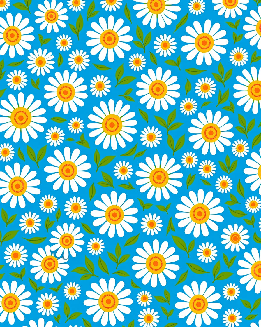 Vibrant White Daisy Blooms Blue Background Rug