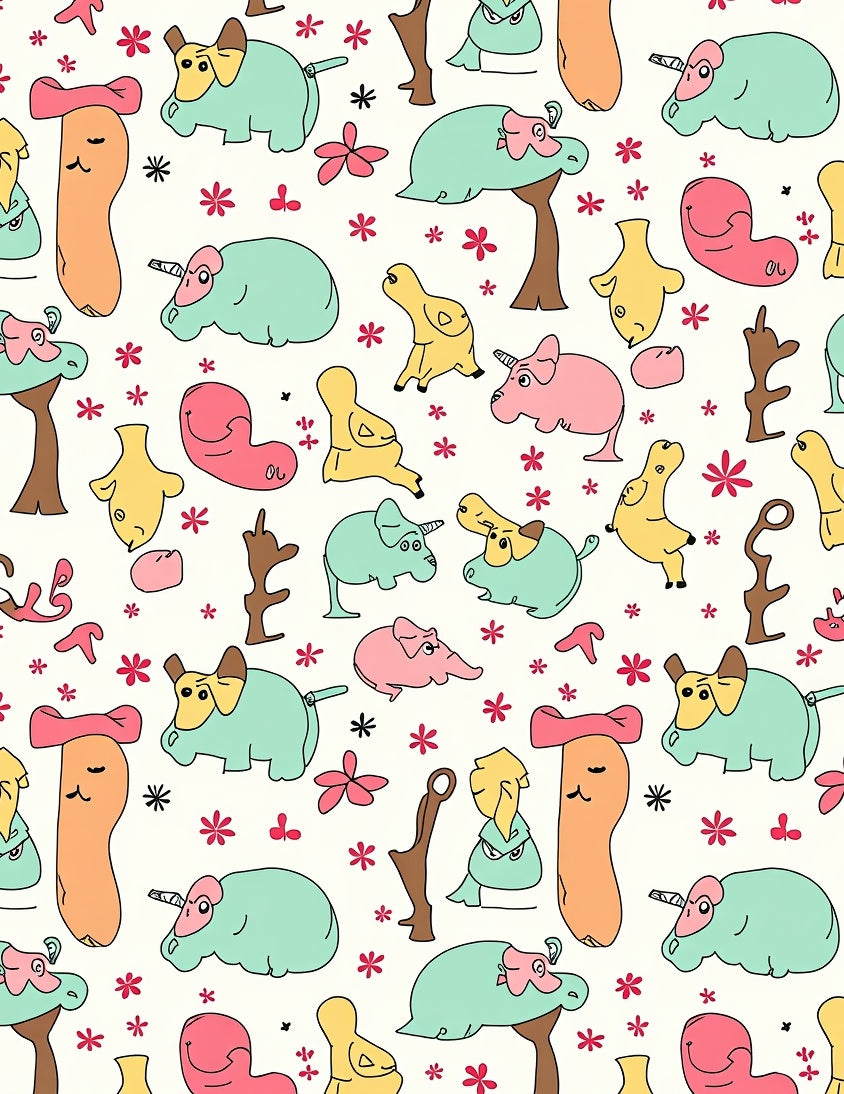 Whimsical Pastel Creatures Garden Rug