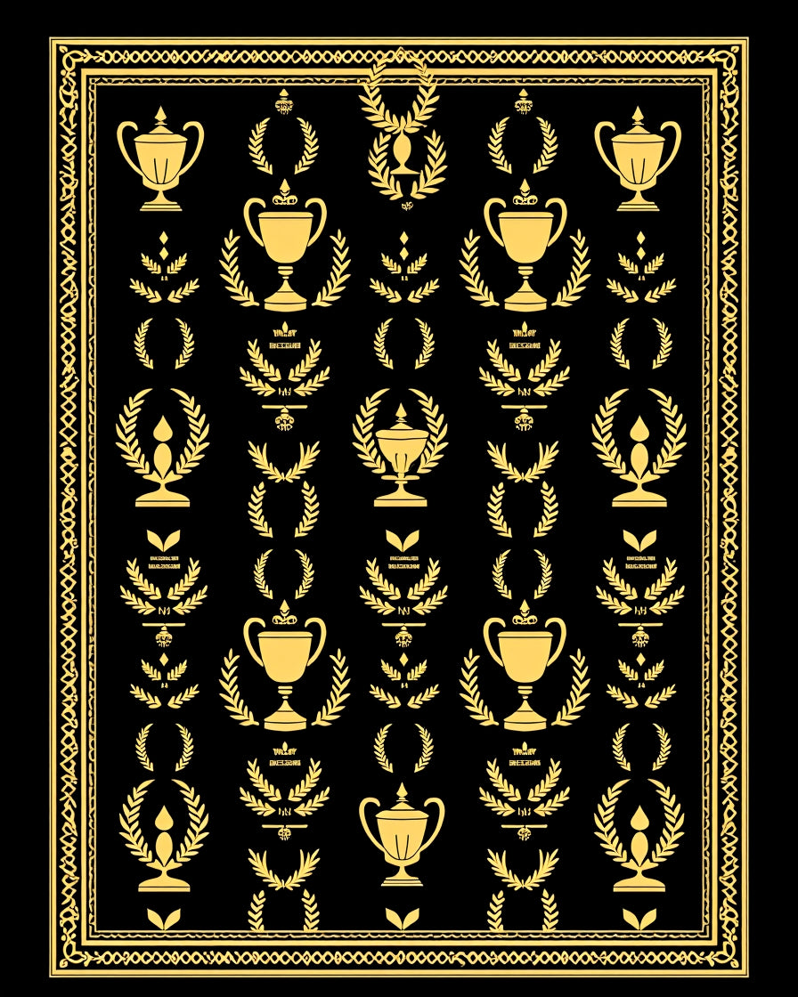 Golden Trophies Laurel Wreath Border Rug