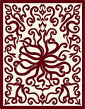 Deep Crimson Filigree Swirl Medallion Rug