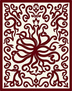 Deep Crimson Filigree Swirl Medallion Rug