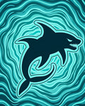 Shark In Turquoise Swirling Waters Rug