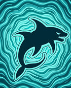 Shark In Turquoise Swirling Waters Rug