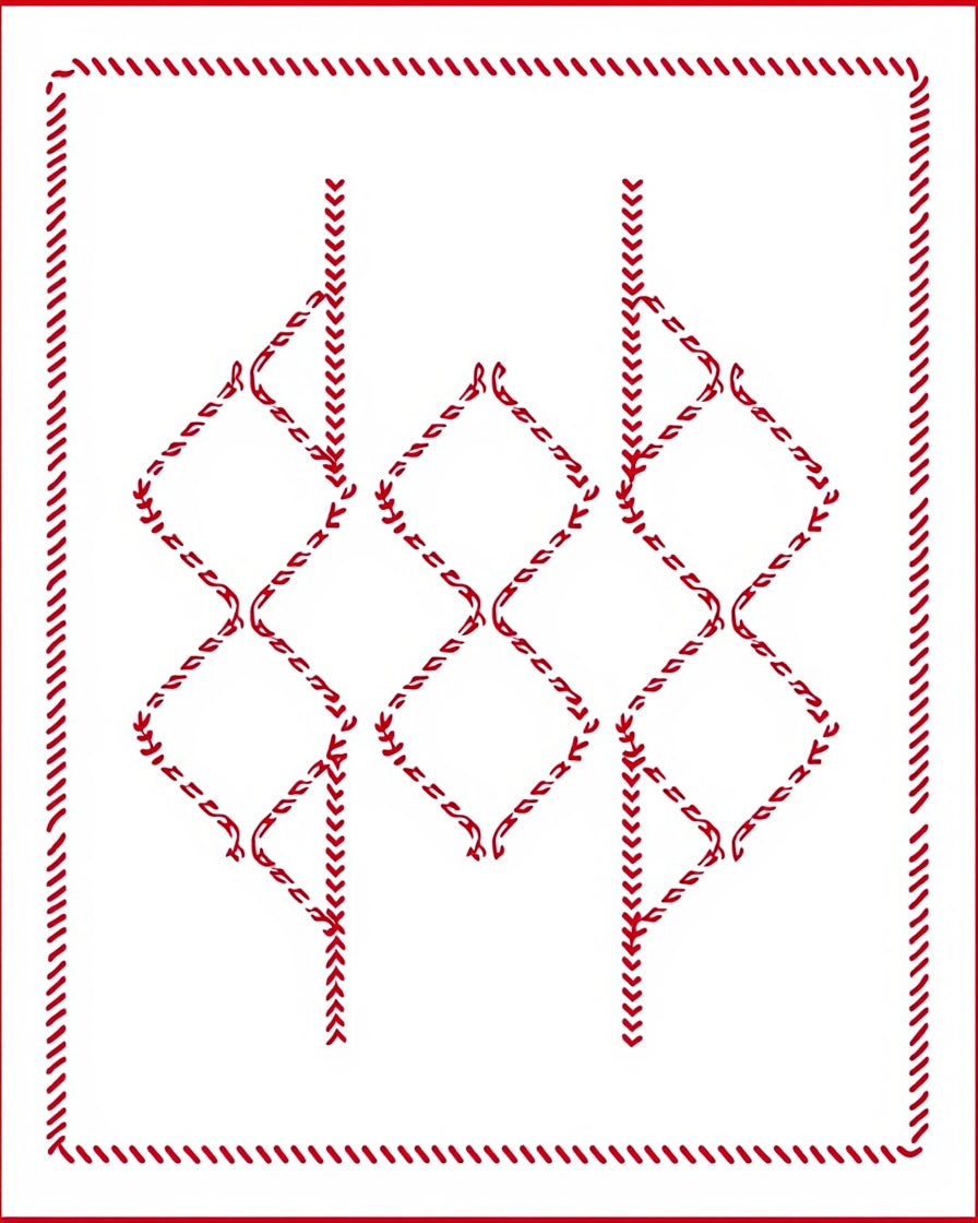 Crimson Diamond Stitch Medallion Rug