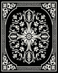 Black and Ivory Ornamental Floral Medallion Rug