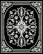 Black and Ivory Ornamental Floral Medallion Rug