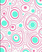 Swirling Pink Teal Circles Rug