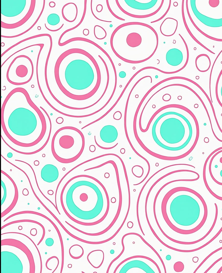 Swirling Pink Teal Circles Rug