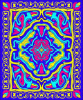 Vibrant Blue Pink Yellow Psychedelic Swirl Rug