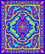 Vibrant Blue Pink Yellow Psychedelic Swirl Rug
