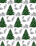 Dark Green Christmas Tree Folk Art Rug