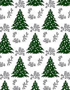 Dark Green Christmas Tree Folk Art Rug