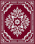 Crimson White Elaborate Medallion Frame Rug