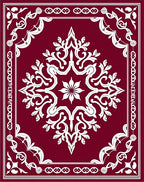 Crimson White Elaborate Medallion Frame Rug