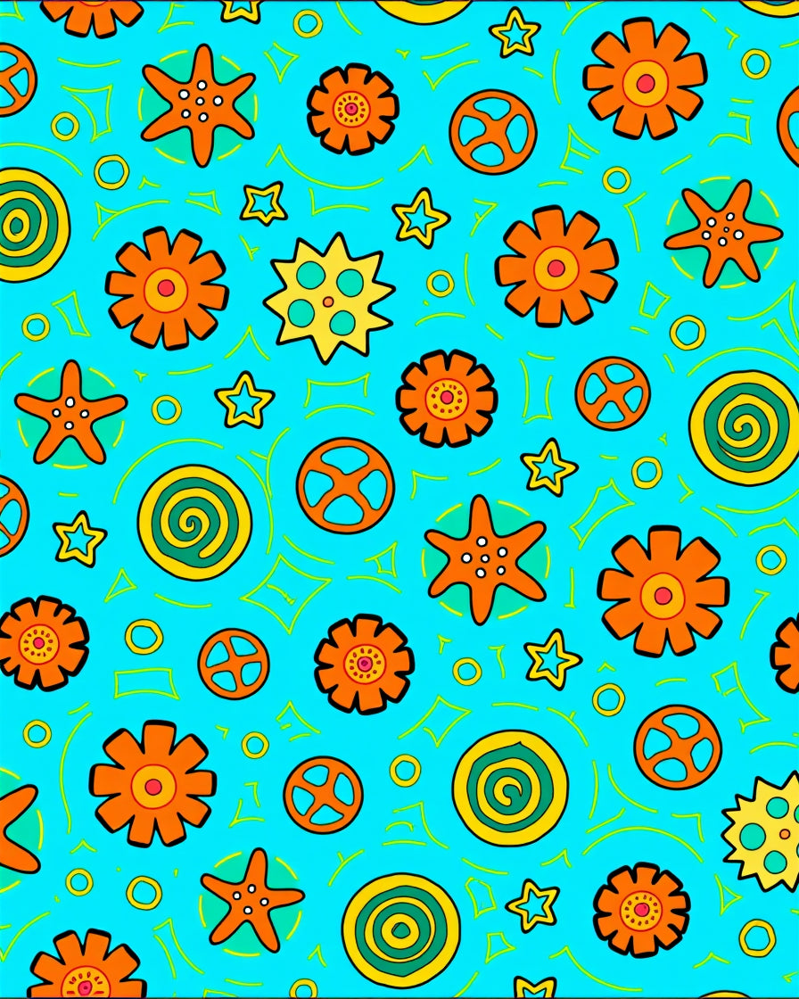 Funky Orange Starfish Swirls Rug