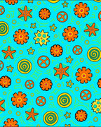 Funky Orange Starfish Swirls Rug