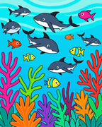 Oceanic Coral Reef School of Fish Rug
