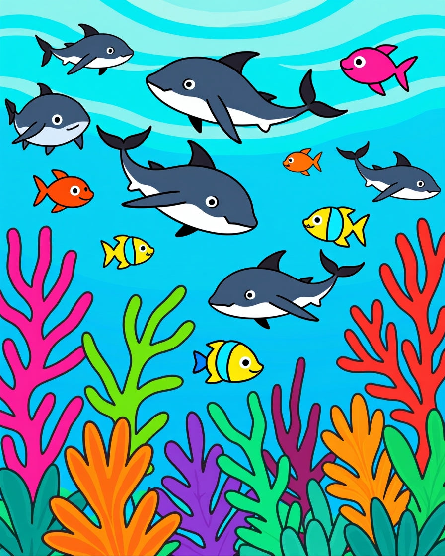 Oceanic Coral Reef School of Fish Rug