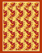 Bold Red Abstract Floral Arrangement Rug