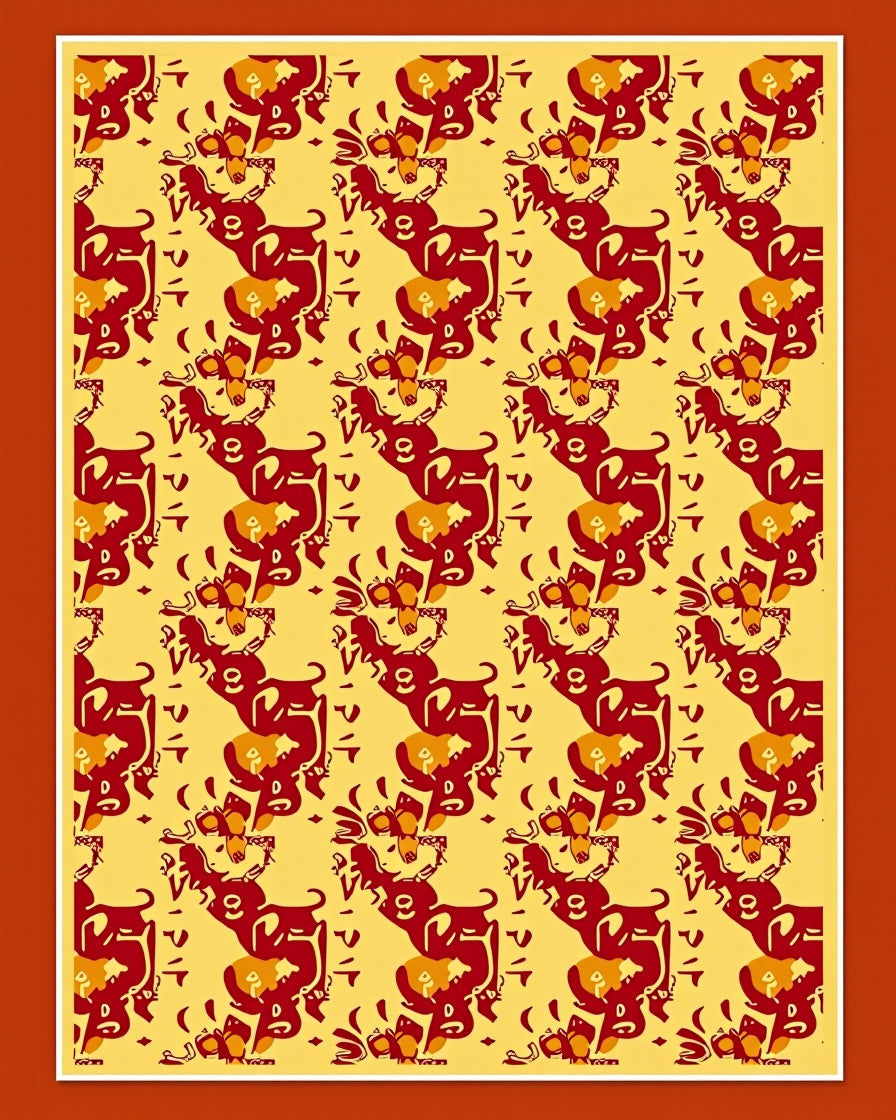 Bold Red Abstract Floral Arrangement Rug
