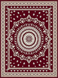 Crimson Cream Mandala Flower Border Rug