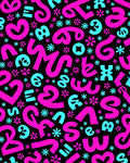 Funky Pink Blue Alphabet Flower Rug