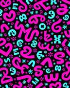 Funky Pink Blue Alphabet Flower Rug