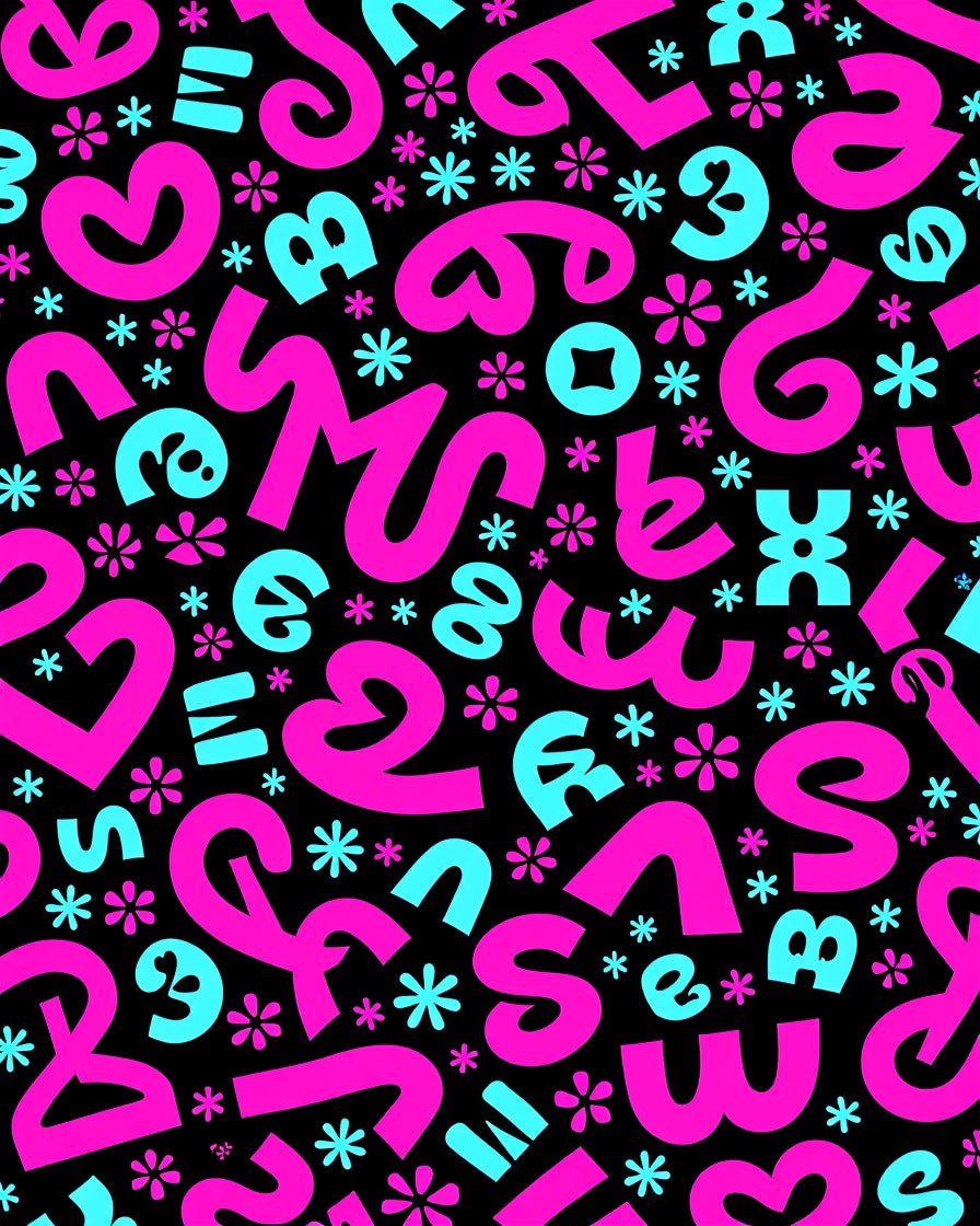 Funky Pink Blue Alphabet Flower Rug