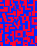 Crimson Blue Geometric Labyrinth Art Rug