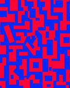 Crimson Blue Geometric Labyrinth Art Rug