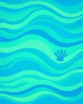 Aqua Teal Wavy Shell Scene Rug