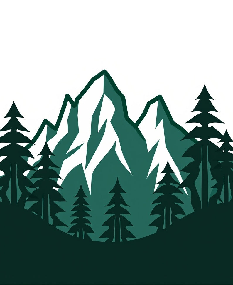 Forest Mountainscape Deep Teal Rug