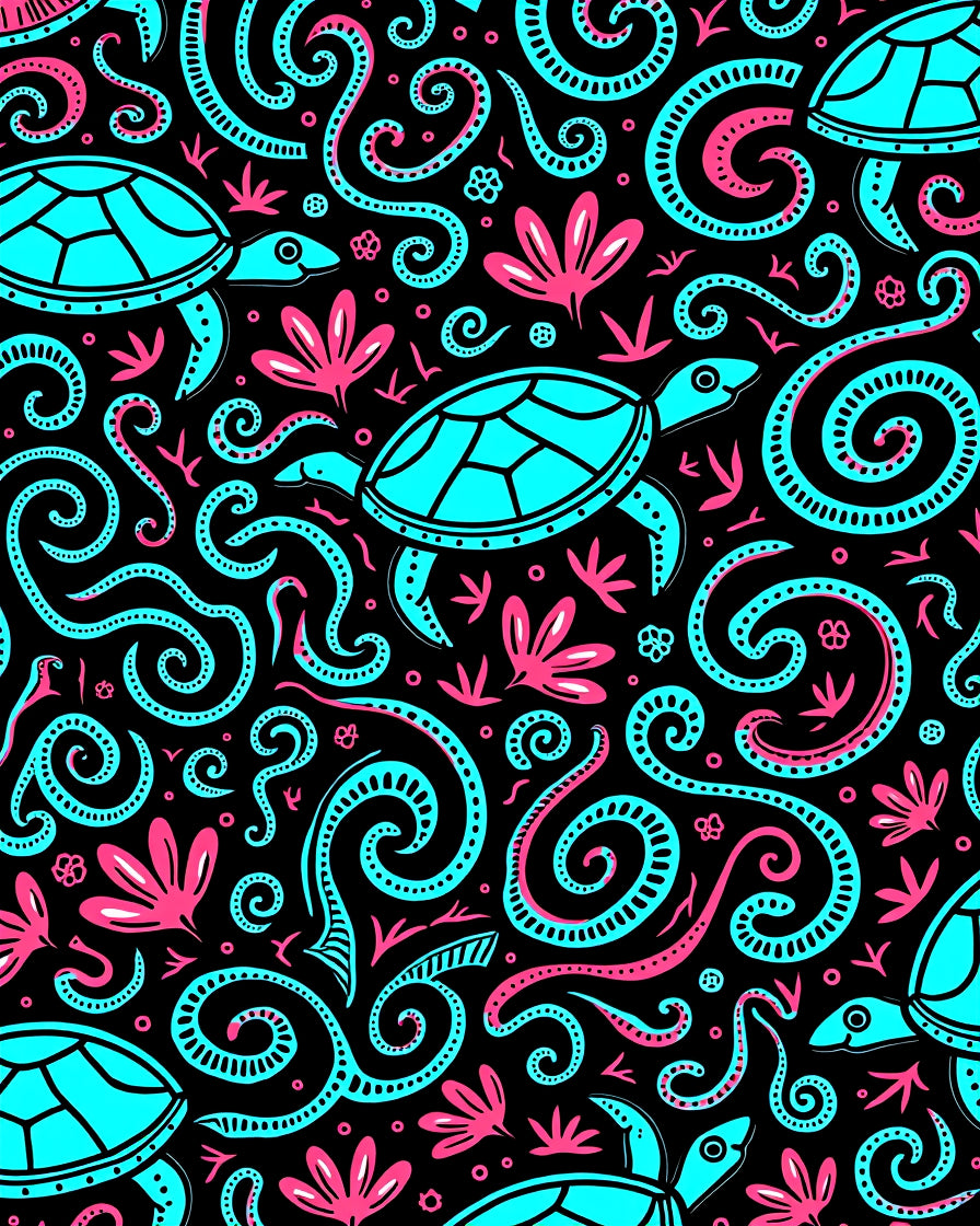 Turquoise Turtle Ocean Swirls Rug