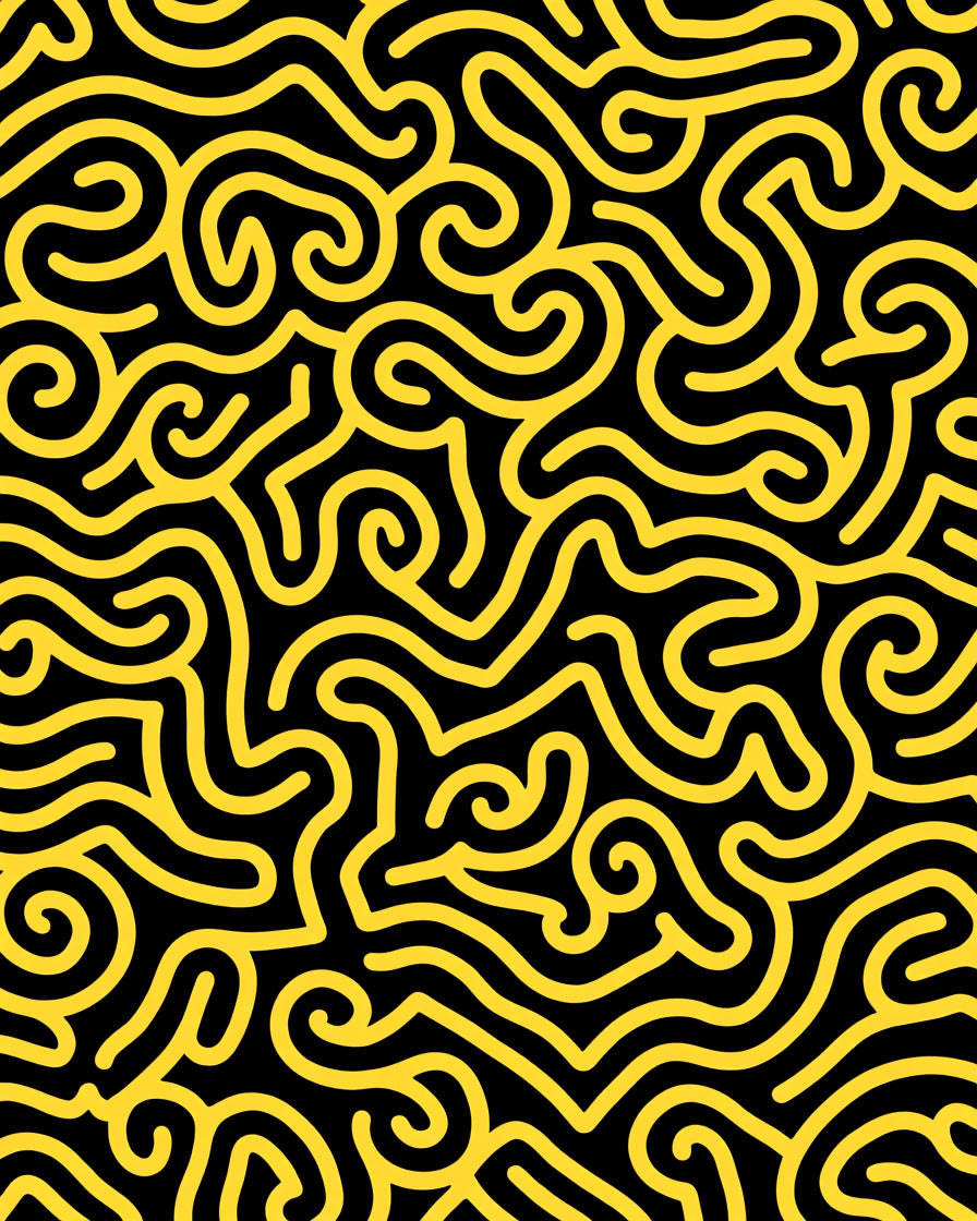 Bold Yellow Maze Curves Rug