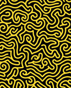 Bold Yellow Maze Curves Rug